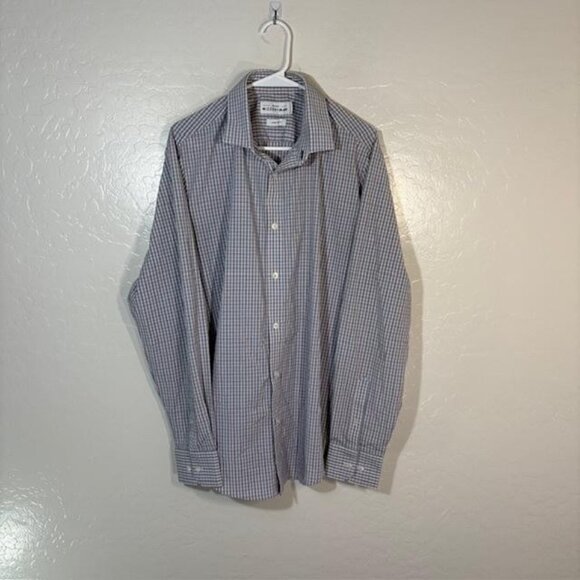 Mizzen+Main Shirt Mens Large Blue Red Plaid Leeward Performance Trim Fit Dress - Picture 1 of 7